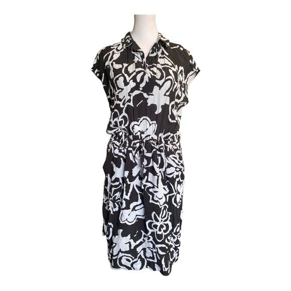 LOFT Dresses Loft Black White Floral Dress Size Medium Poshmark